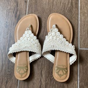 Cream Lace Flip Flop Shoes Size 6.5